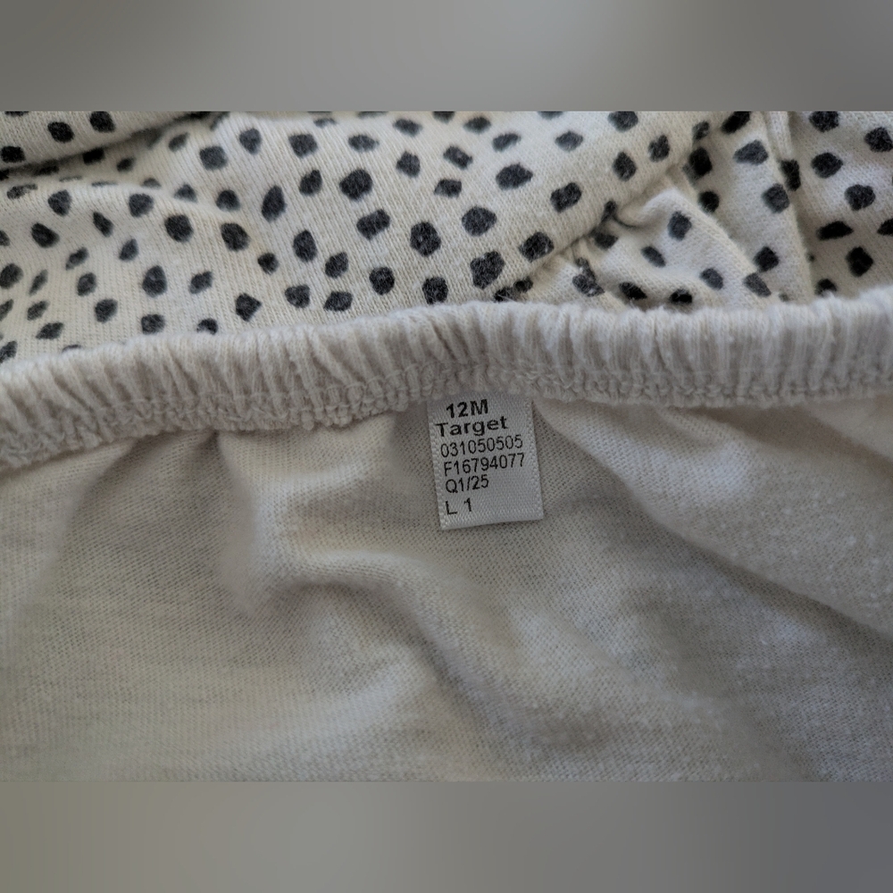 Cat & Jack Baby Girl Leopard Dot Black Cream 2 Pc Dress & Bloomers Set 12 Months - Picture 3 of 3
